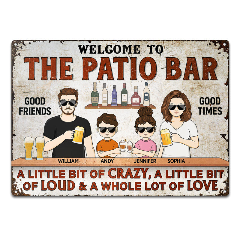 A Little Bit Of Crazy A Little Bit Of Loud Couple Husband Wife Family Children - Backyard Sign - Personalized Custom Classic Metal Signs