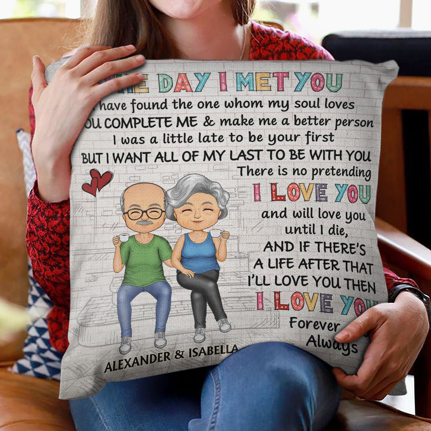 The Day I Met You I Have Found The One Whom My Soul Loves White Husband Wife - Gift For Couples - Personalized Custom Pillow