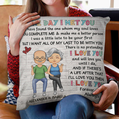 The Day I Met You I Have Found The One Whom My Soul Loves White Husband Wife - Gift For Couples - Personalized Custom Pillow