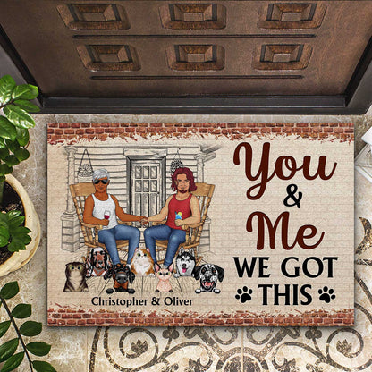 Family Couple You & Me And The Pets - Gift For Dog Lovers And Cat Lovers - Personalized Custom Doormat