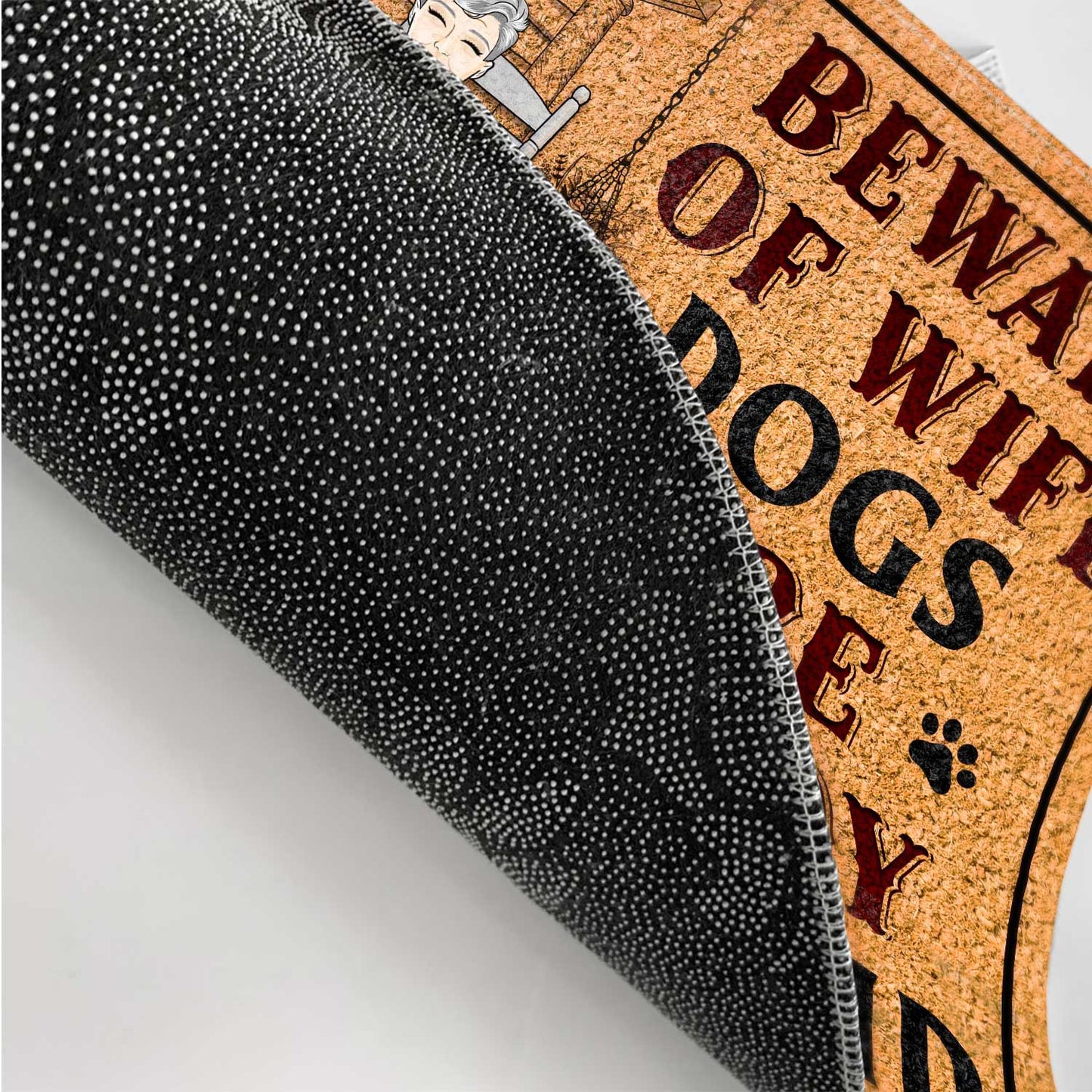 Beware Of Wife Dogs Are Shady Husband Is Cool - Anniversary, Birthday, Home Decor Gift For Spouse, Lover, Husband, Wife, Boyfriend, Girlfriend, Couple, Pet Lovers - Personalized Custom Doormat