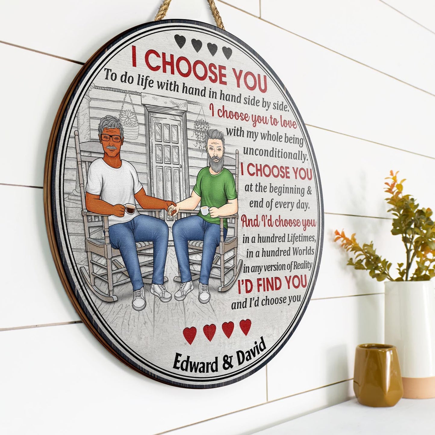 The Day I Met You - Anniversary, Birthday, Home Decor Gift For Spouse, Lover, Husband, Wife, Boyfriend, Girlfriend, Couple - Personalized Custom Wood Circle Sign