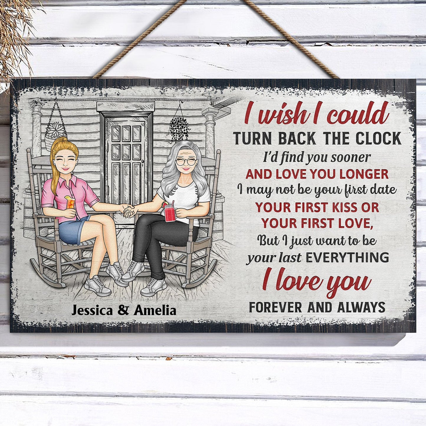 The Day I Met You - Anniversary, Birthday, Home Decor Gift For Spouse, Lover, Husband, Wife, Boyfriend, Girlfriend, Couple - Personalized Custom Wood Rectangle Sign