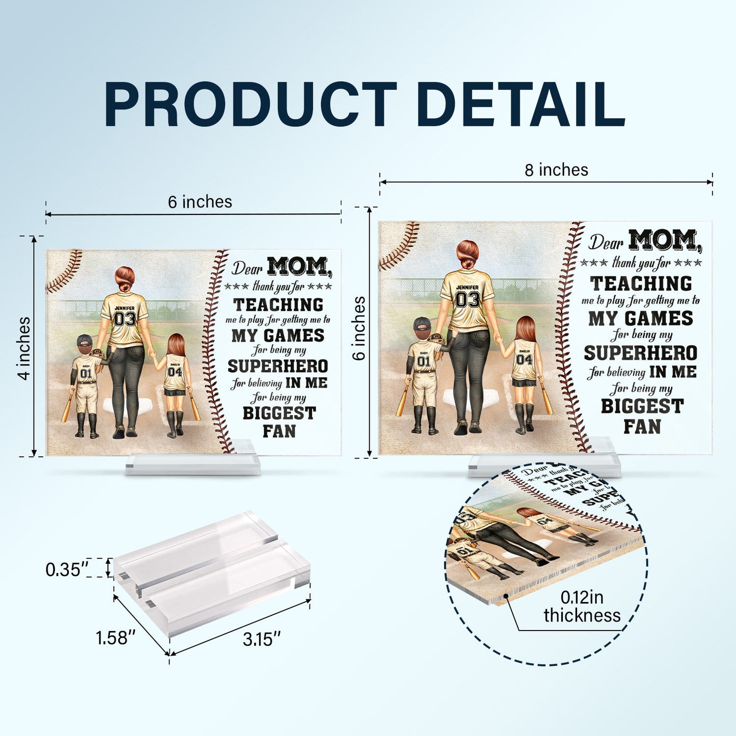 Dear Mom Thank You For Teaching Me - Birthday, Loving Gift For Baseball Fan, Mom, Mother - Personalized Custom Horizontal Rectangle Acrylic Plaque