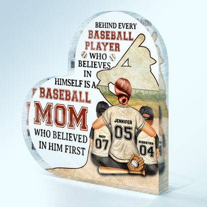 Every Baseball Softball Player Who Believes In - Birthday, Loving Gift For Sport Fan, Mom, Mother - Personalized Custom Heart Shaped Acrylic Plaque