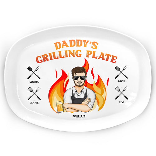 Daddy Grilling Plate - Gift For Dad, Father, Family - Personalized Plate