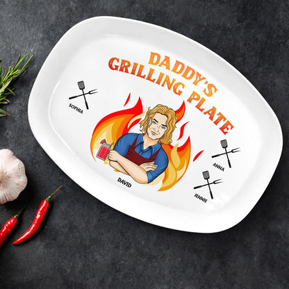 Daddy Grilling Plate - Gift For Dad, Father, Family - Personalized Plate
