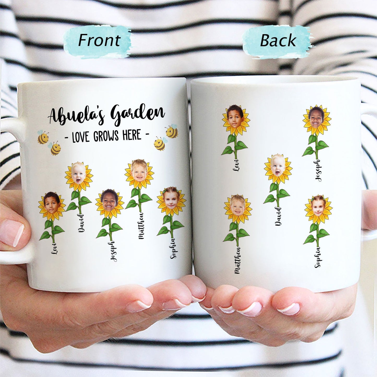 Custom Photo Lovely Kid's Face Grandma's Garden - Gift For Grandma, Grandmother - Personalized Mug