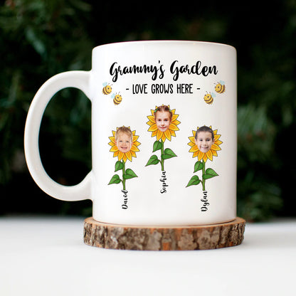 Custom Photo Lovely Kid's Face Grandma's Garden - Gift For Grandma, Grandmother - Personalized Mug