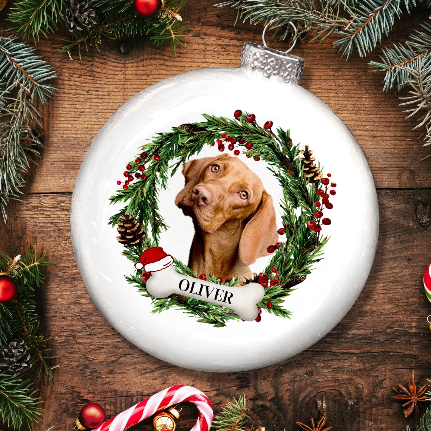 Custom Photo Lovely Dogs Cats - Christmas Memorial Gift For Pet Lovers - Personalized White Flat Ball Ornament