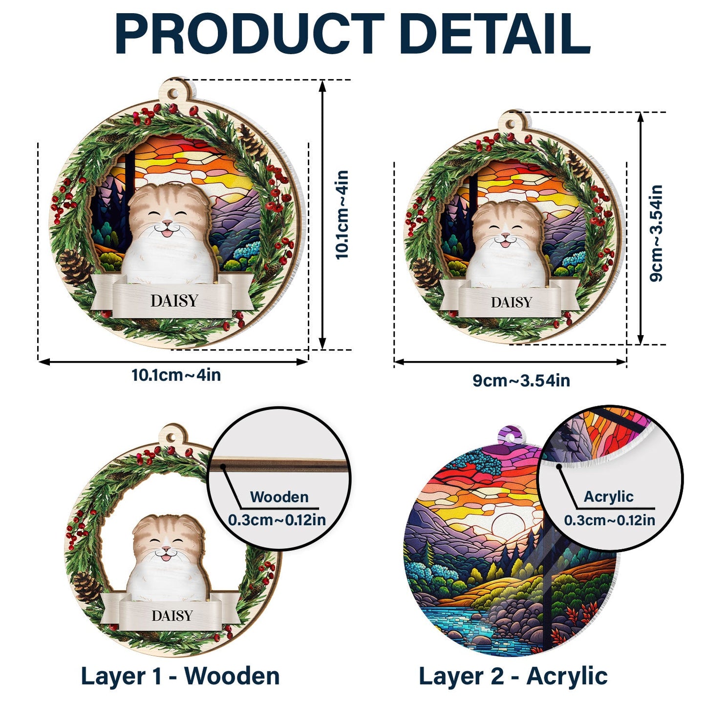 Lovely Dogs Cats - Christmas Memorial Gift For Pet Lovers - Personalized Suncatcher Ornament