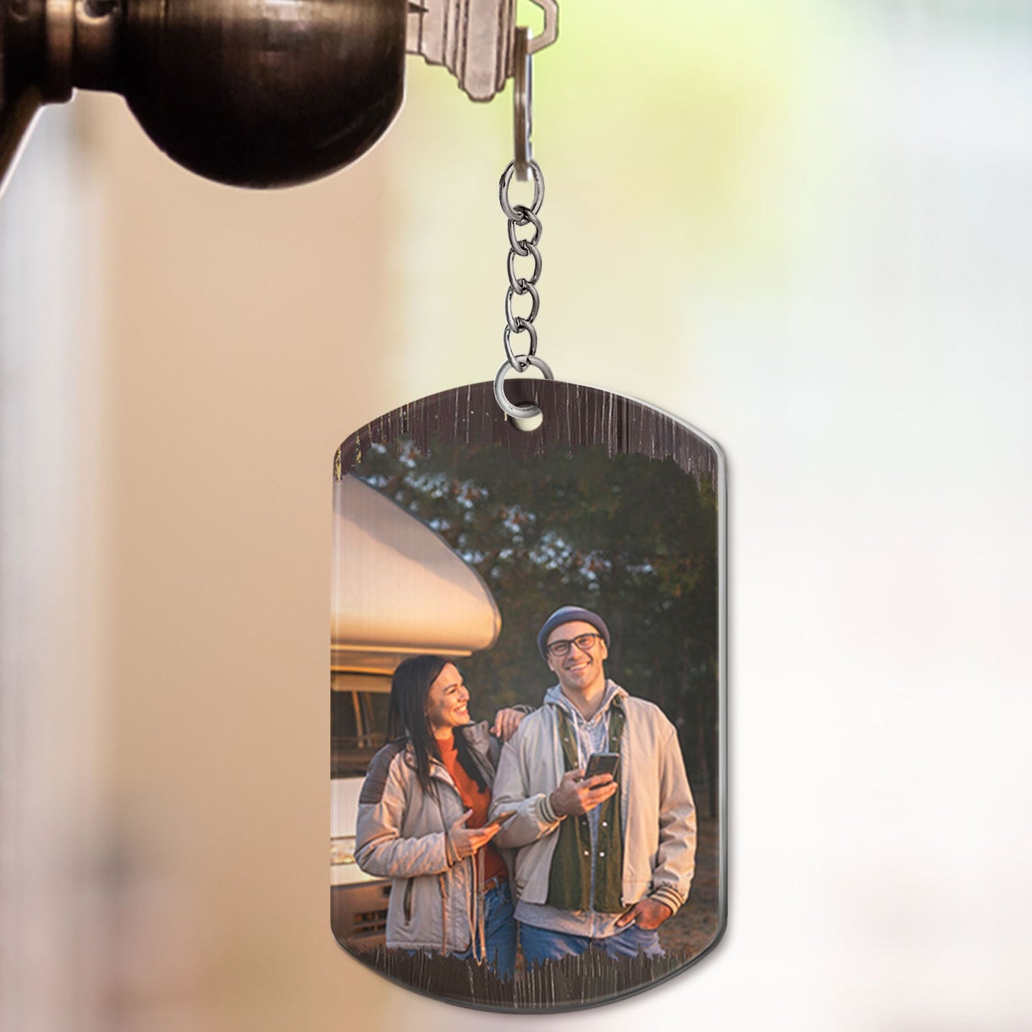 Custom Photo Keys To The Camper - Anniversary, Loving Gifts For Couples, Husband, Wife, Camping Lovers - Personalized Aluminum Keychain