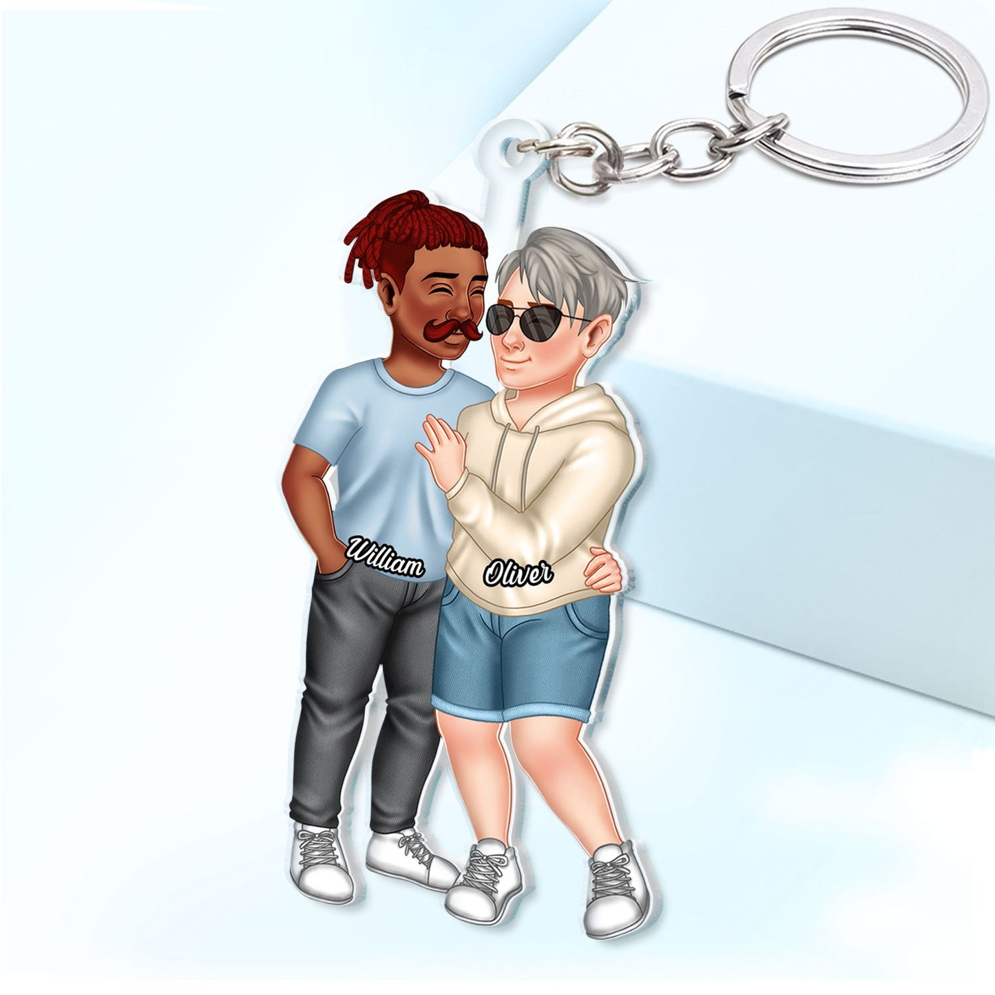 Arm In Arm Couple - Loving, Anniversary Gift For Couples, Husband, Wife - Personalized Cutout Acrylic Keychain