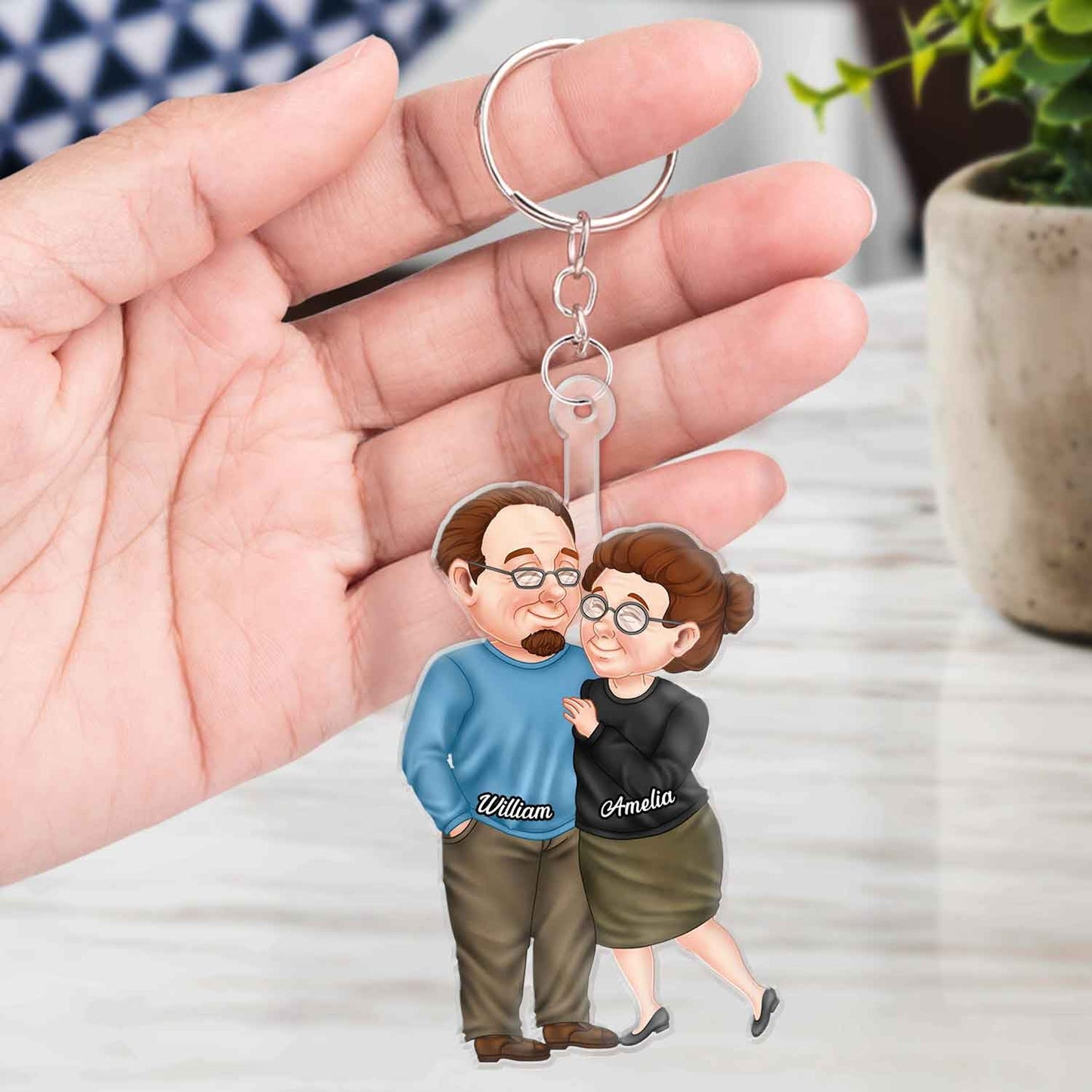 Arm In Arm Couple - Loving, Anniversary Gift For Couples, Husband, Wife - Personalized Cutout Acrylic Keychain