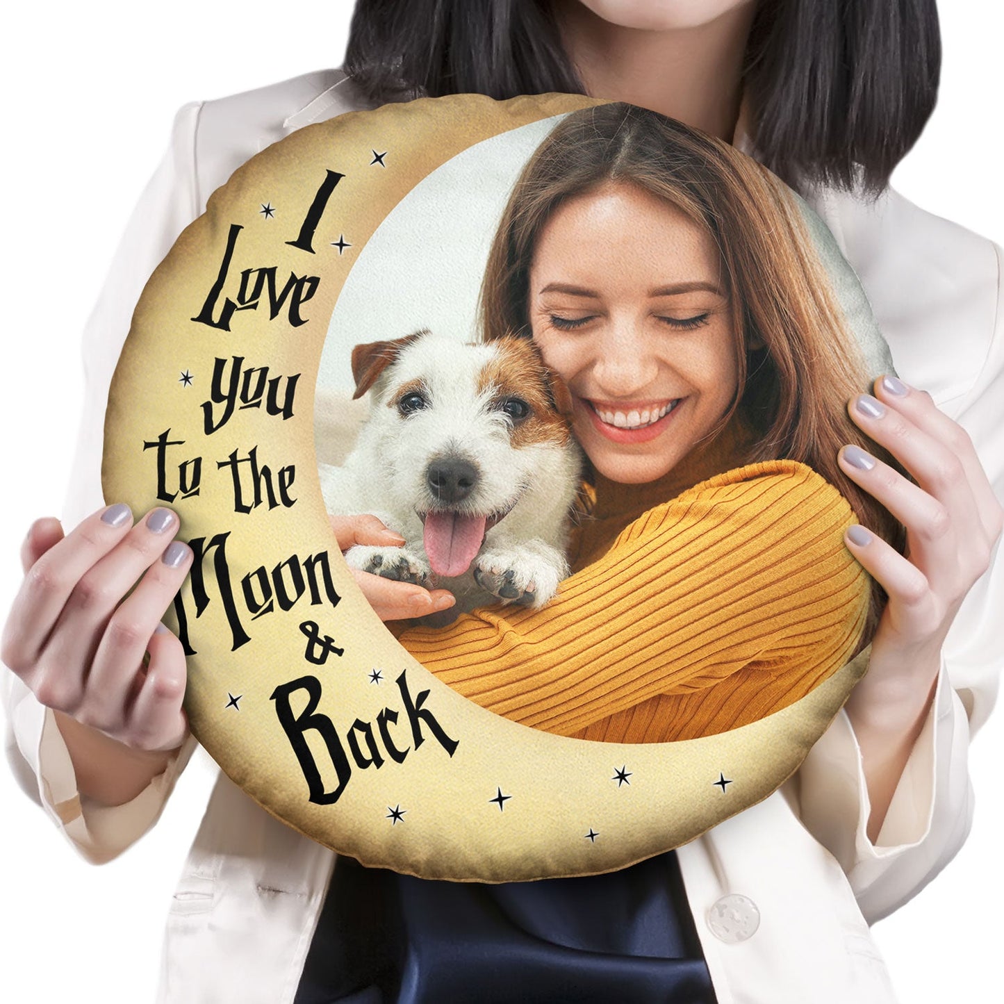 Custom Photo I Love You To The Moon And Back - Gift For Grandma, Mom, Couples, Dog Lovers, Cat Lovers - Personalized Round Pillow