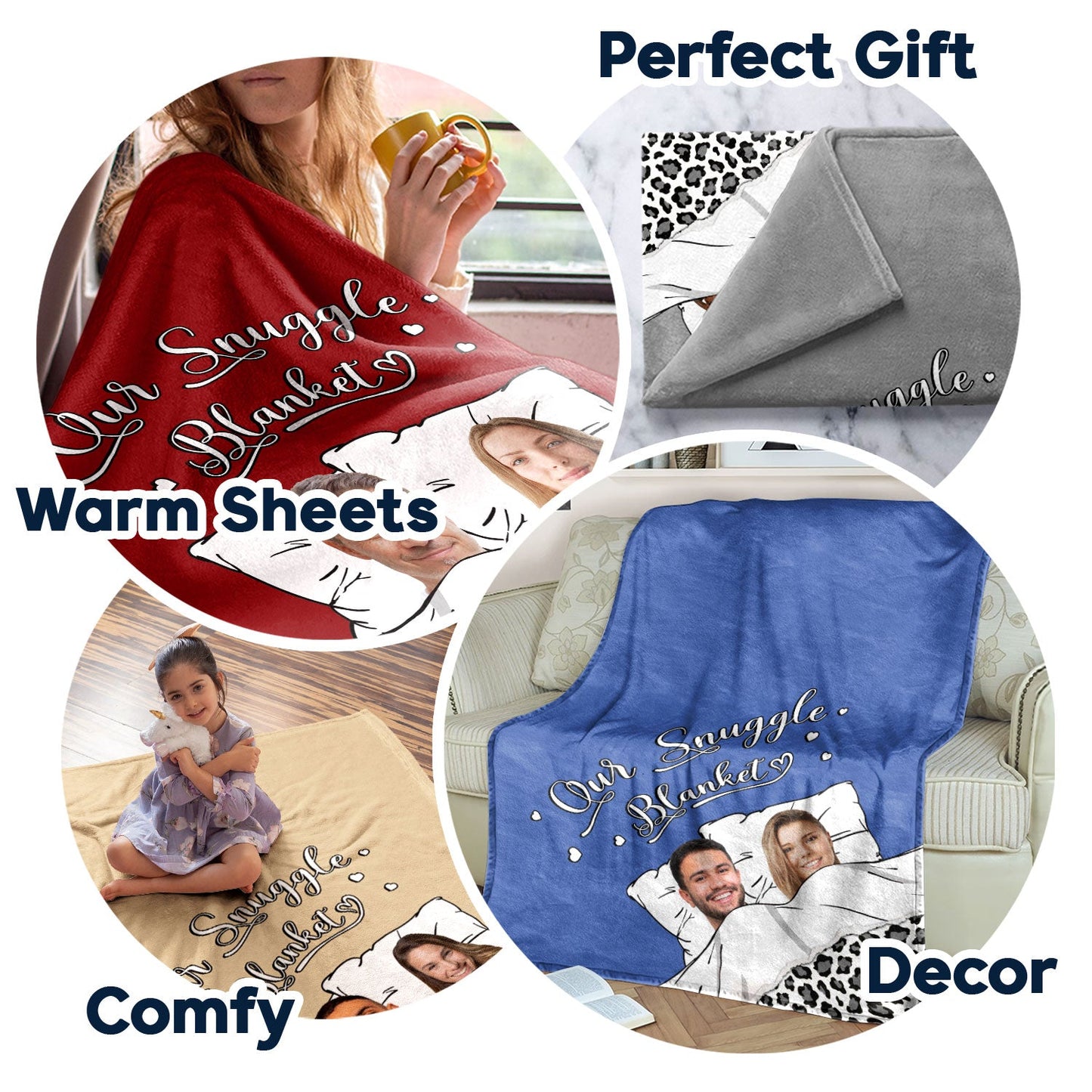 Custom Photo Our Snuggle Blanket - Birthday, Anniversary, Funny Gift For Spouse, Husband, Wife, Couple - Personalized Fleece Blanket