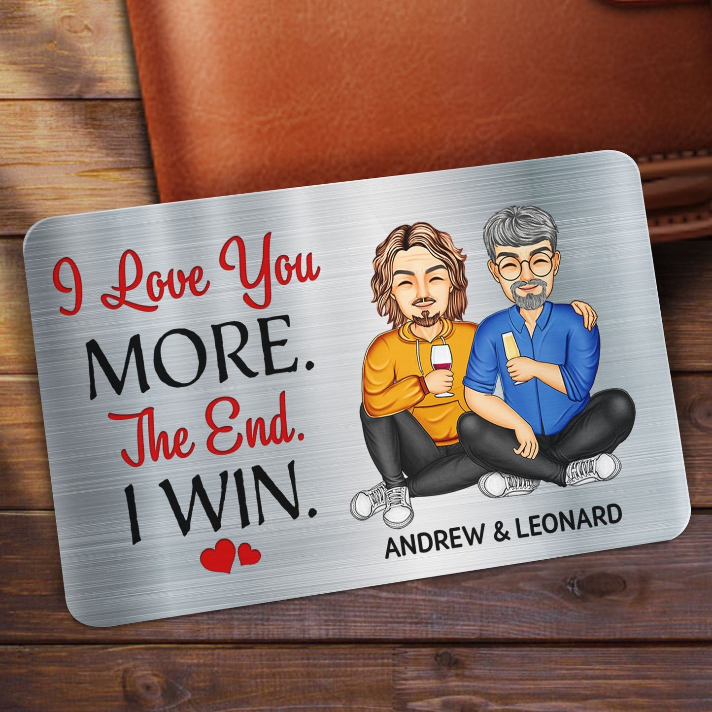 I Love You More - Gift For Couples, Husband, Wife - Personalized Aluminum Wallet Card