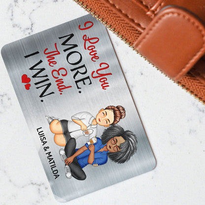 I Love You More - Gift For Couples, Husband, Wife - Personalized Aluminum Wallet Card