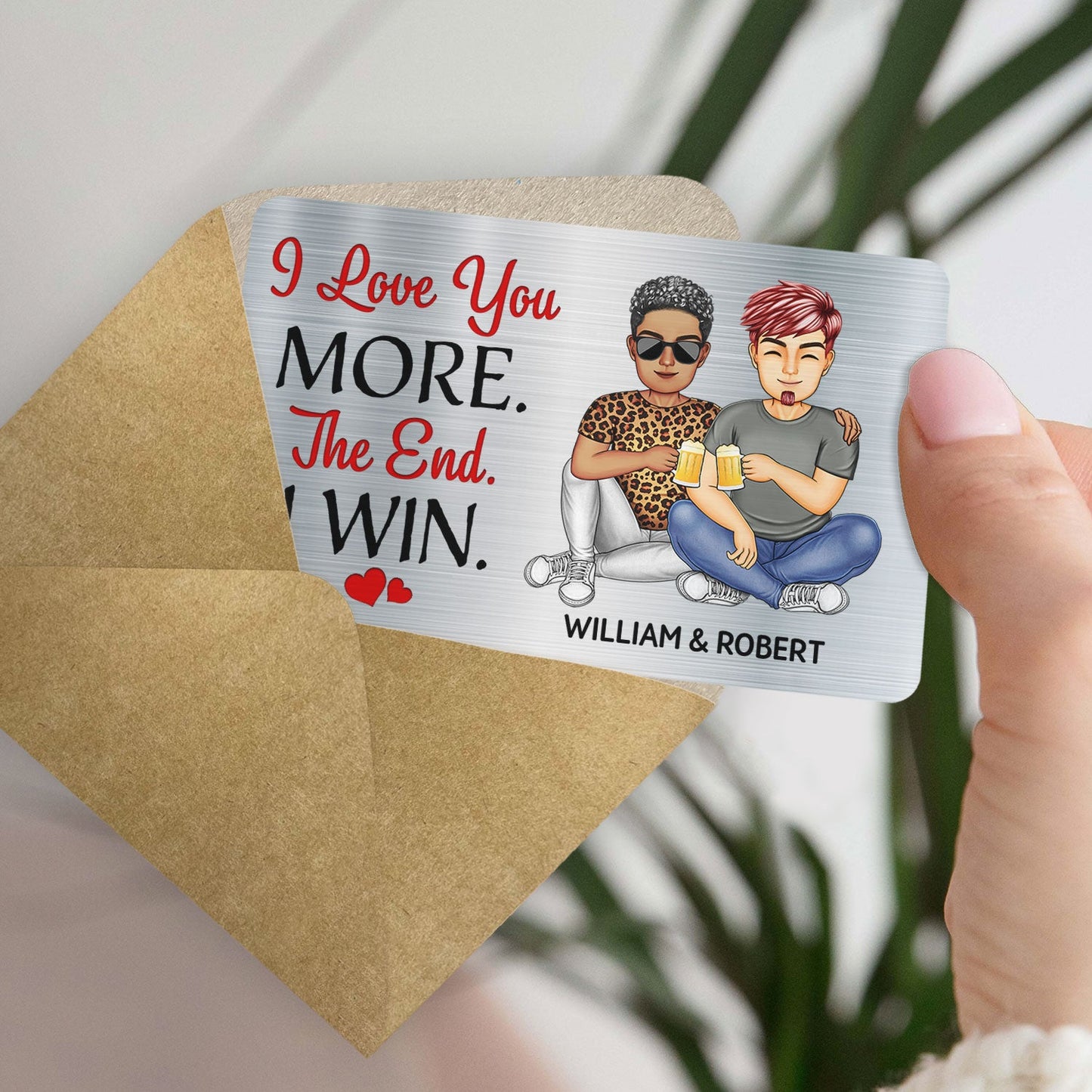 I Love You More - Gift For Couples, Husband, Wife - Personalized Aluminum Wallet Card