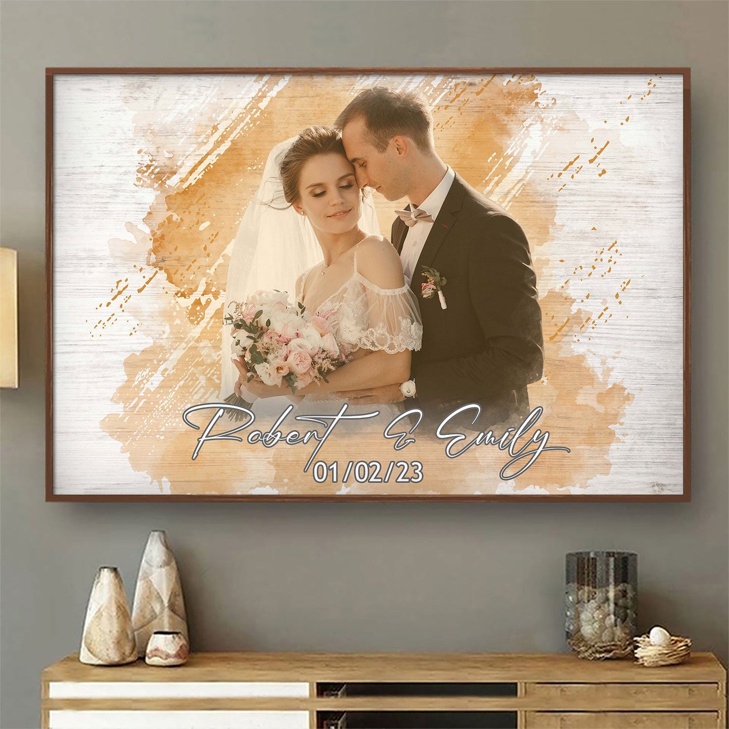 Custom Photo Watercolor Painting - Birthday, Anniversary Gift For Spouse, Husband, Wife, Couple - Personalized Poster