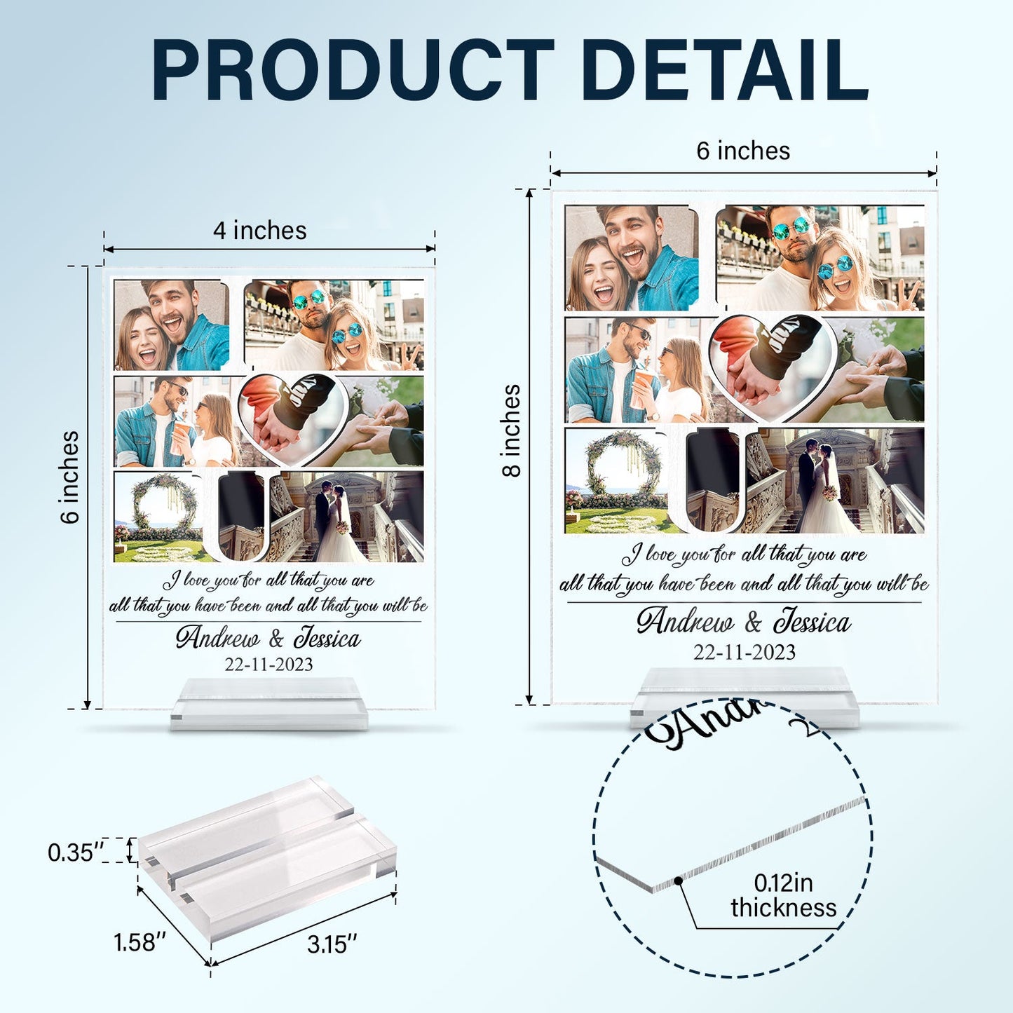 Custom Photo I Love You For All That You Are - Birthday, Anniversary Gift For Couple - Personalized Vertical Rectangle Acrylic Plaque