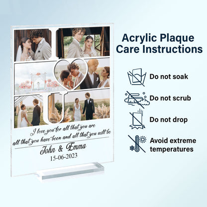 Custom Photo I Love You For All That You Are - Birthday, Anniversary Gift For Couple - Personalized Vertical Rectangle Acrylic Plaque