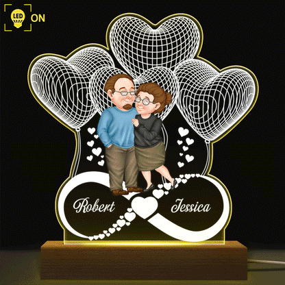 Arm In Arm Forever Love - Anniversary Gift For Spouse, Husband, Wife, Couple - Personalized 3D Led Light Wooden Base