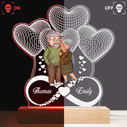 Arm In Arm Forever Love - Anniversary Gift For Spouse, Husband, Wife, Couple - Personalized 3D Led Light Wooden Base