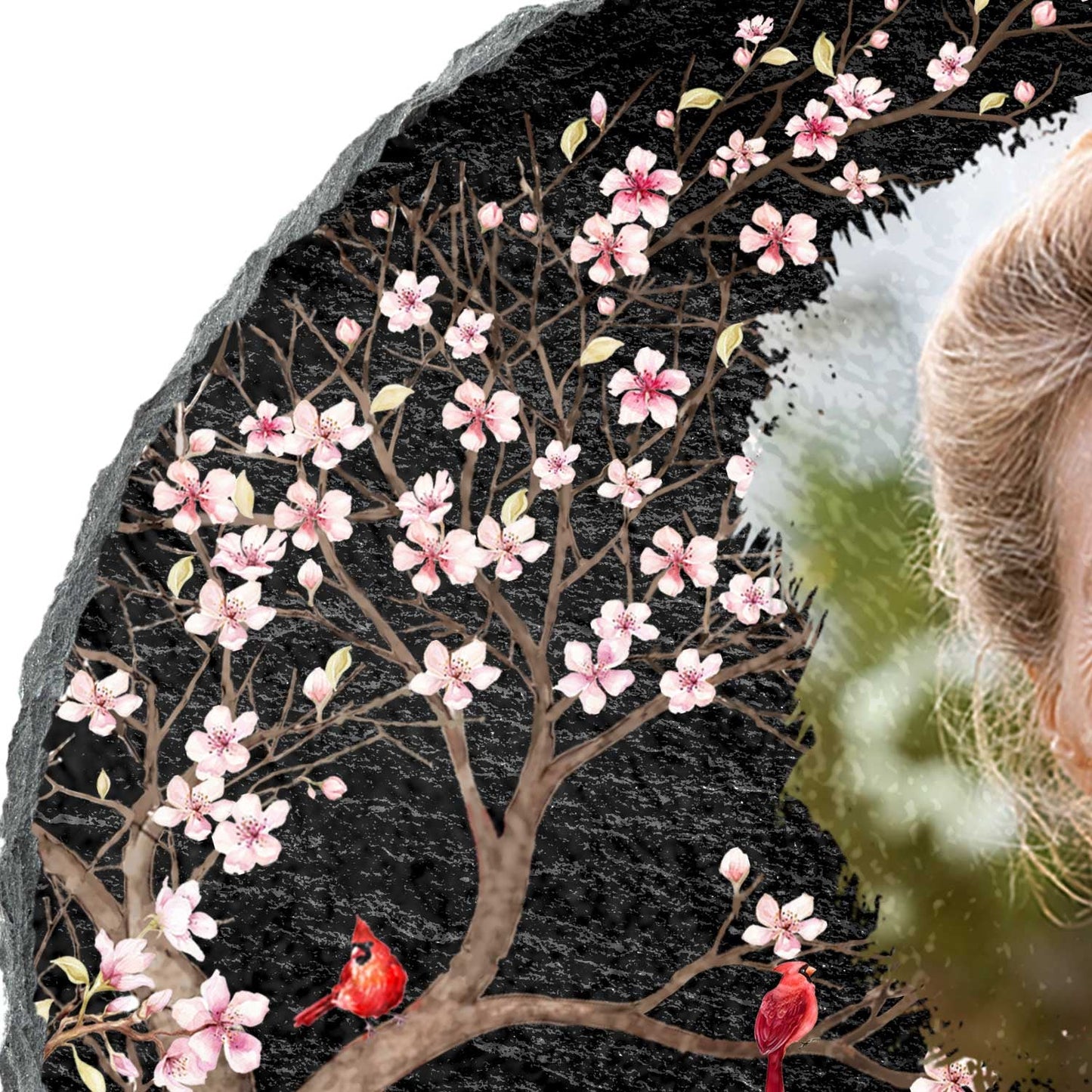 Custom Photo I'm Always With You Blooming Tree - Memorial Gift For Family, Friends - Personalized Circle Memorial Garden Stone