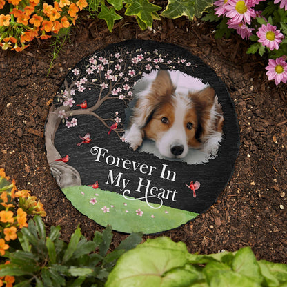 Custom Photo I'm Always With You Blooming Tree - Memorial Gift For Family, Friends - Personalized Circle Memorial Garden Stone