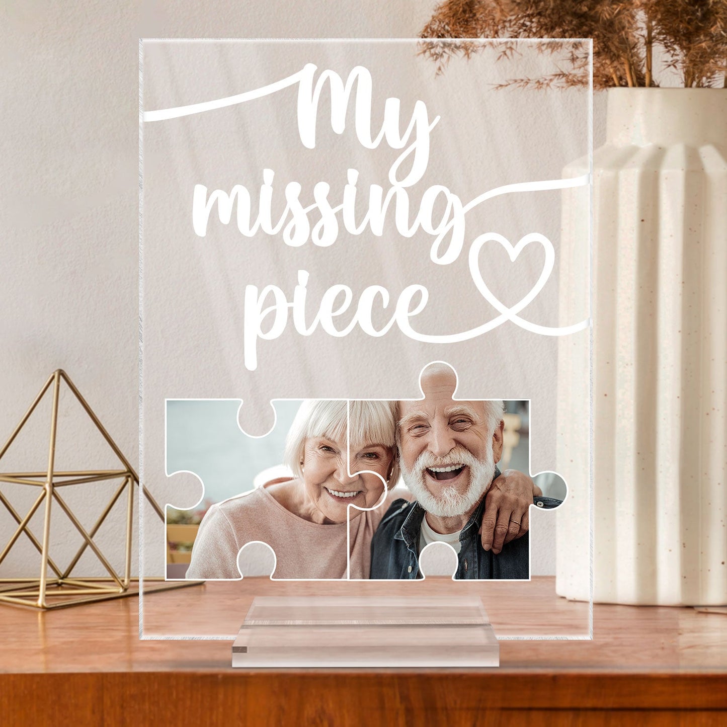 Custom Photo My Missing Piece - Gift For Old Couples, Husband, Wife - Personalized Vertical Rectangle Acrylic Plaque