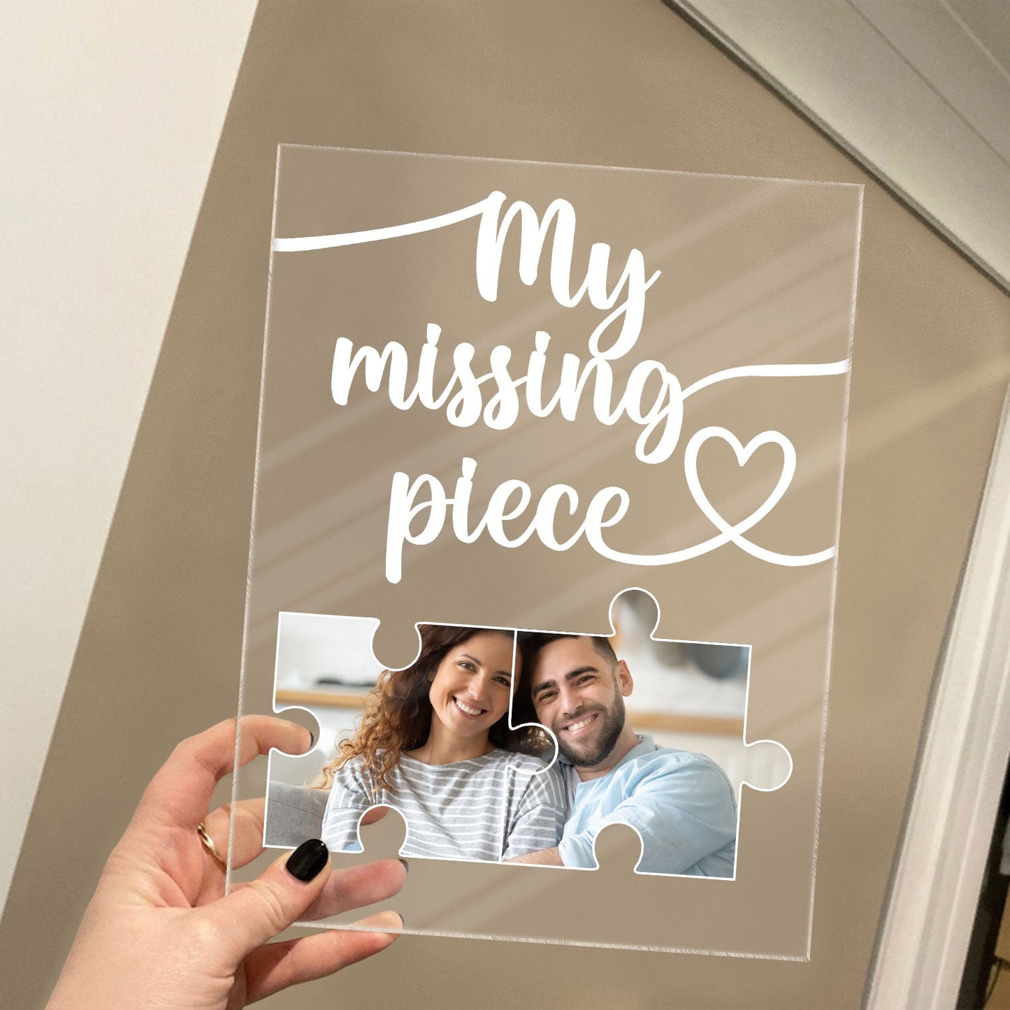 Custom Photo My Missing Piece - Gift For Old Couples, Husband, Wife - Personalized Vertical Rectangle Acrylic Plaque