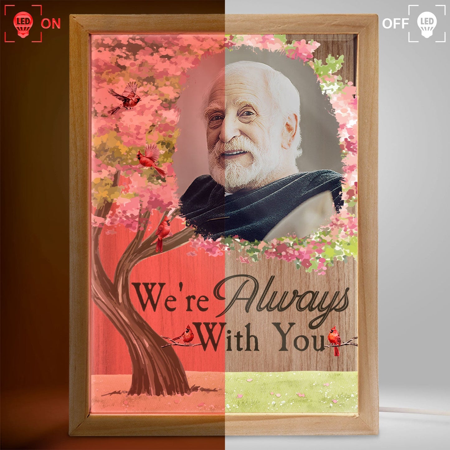 Custom Photo I'm Always With You Blooming Tree - Memorial Gift For Family, Friends - Personalized Picture Frame Light Box