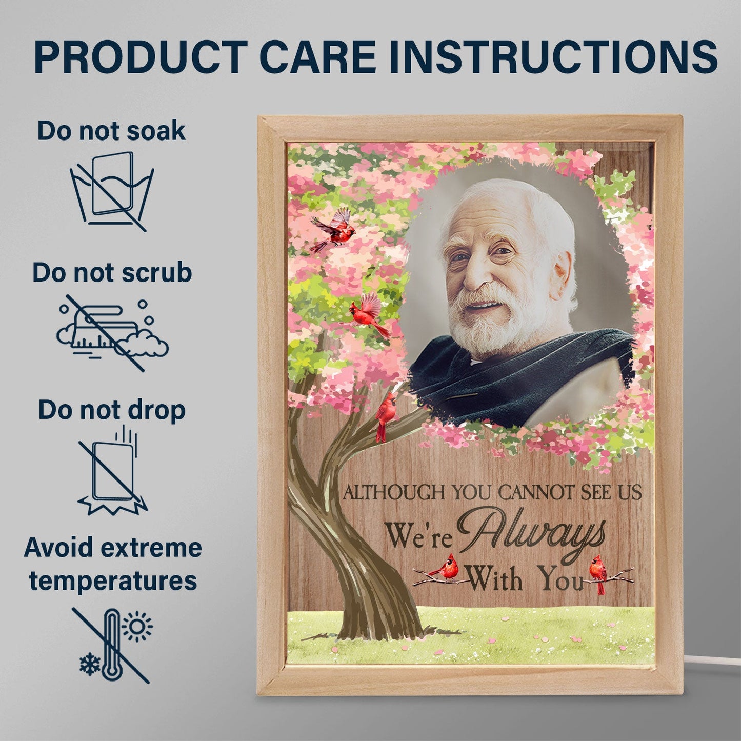 Custom Photo I'm Always With You Blooming Tree - Memorial Gift For Family, Friends - Personalized Picture Frame Light Box