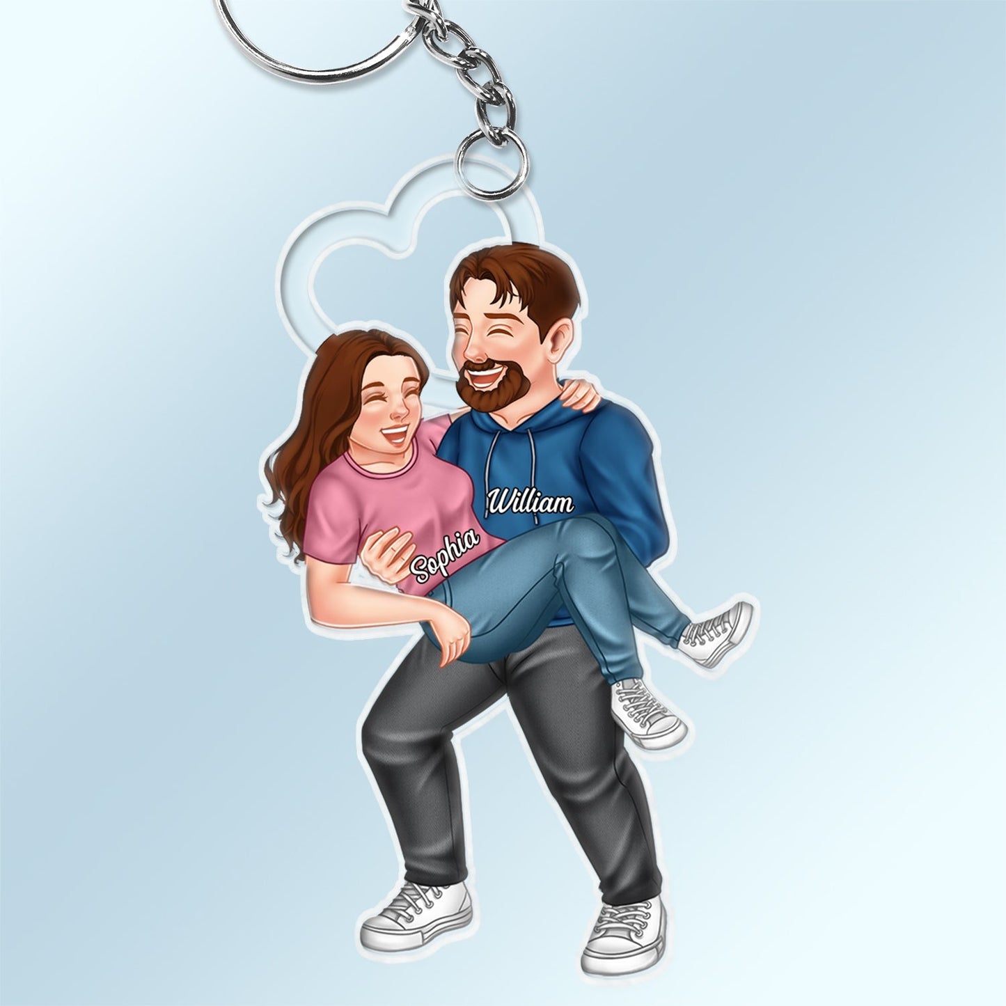 Funny Couple Carrying - Gift For Couples, Husband, Wife - Personalized Cutout Acrylic Keychain