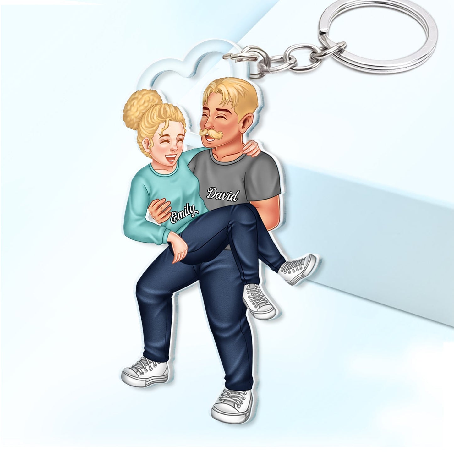 Funny Couple Carrying - Gift For Couples, Husband, Wife - Personalized Cutout Acrylic Keychain