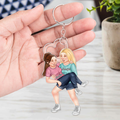 Funny Couple Carrying - Gift For Couples, Husband, Wife - Personalized Cutout Acrylic Keychain