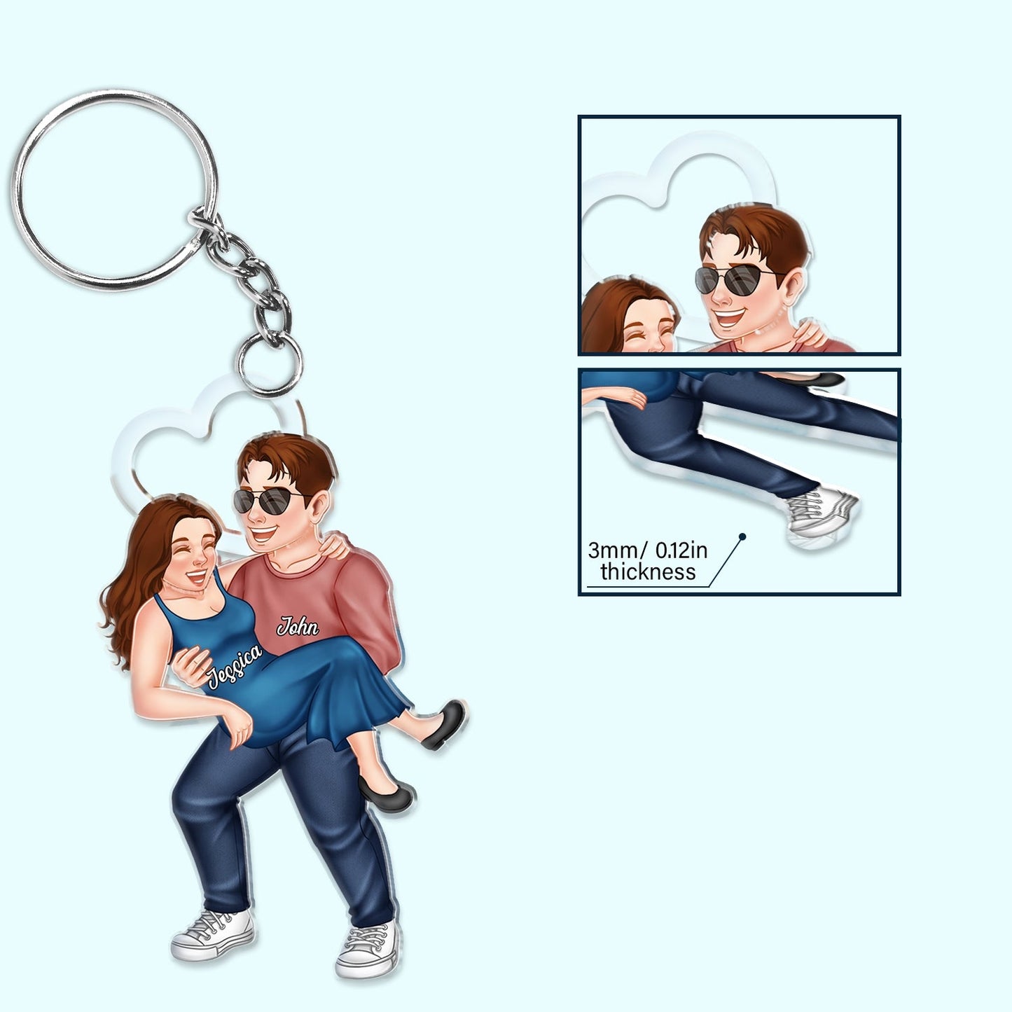 Funny Couple Carrying - Gift For Couples, Husband, Wife - Personalized Cutout Acrylic Keychain