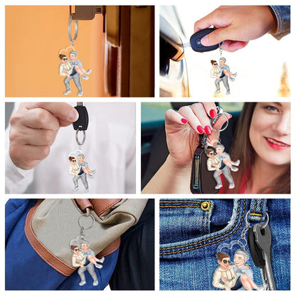 Funny Couple Carrying - Gift For Couples, Husband, Wife - Personalized Cutout Acrylic Keychain