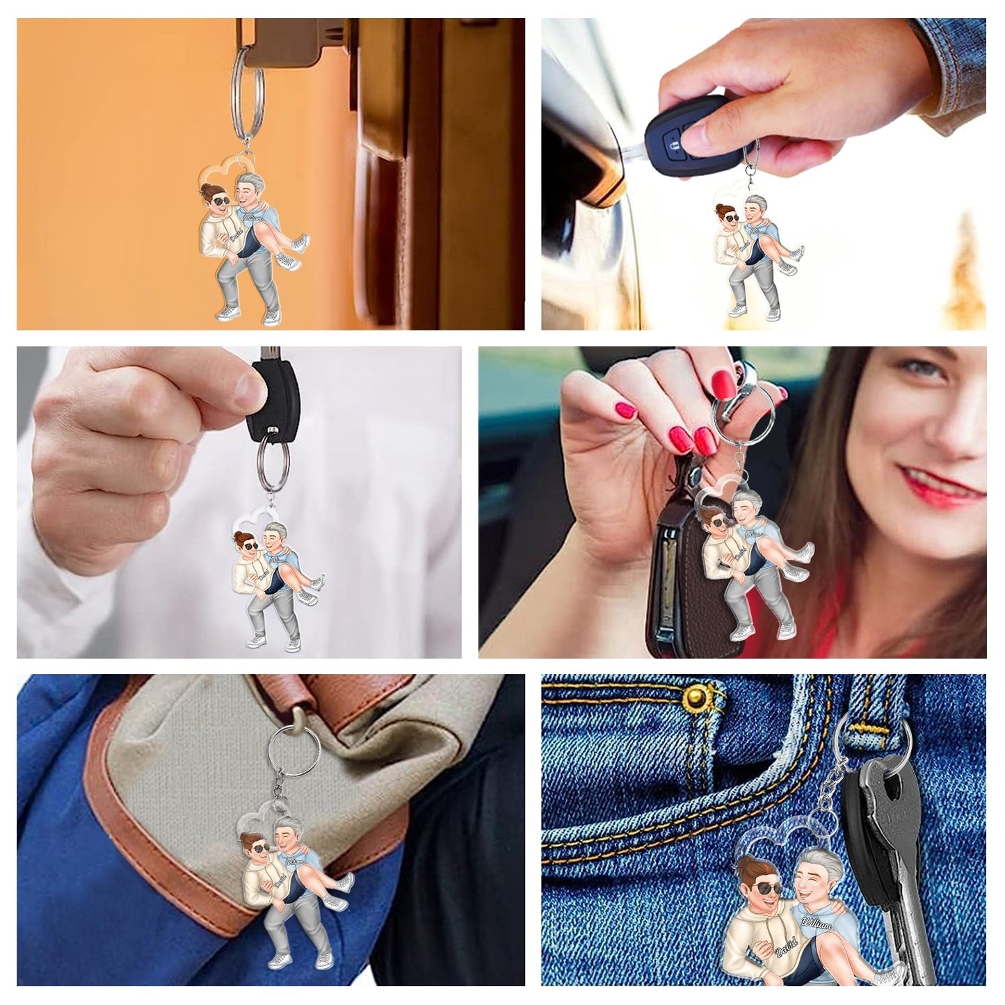 Funny Couple Carrying - Gift For Couples, Husband, Wife - Personalized Cutout Acrylic Keychain