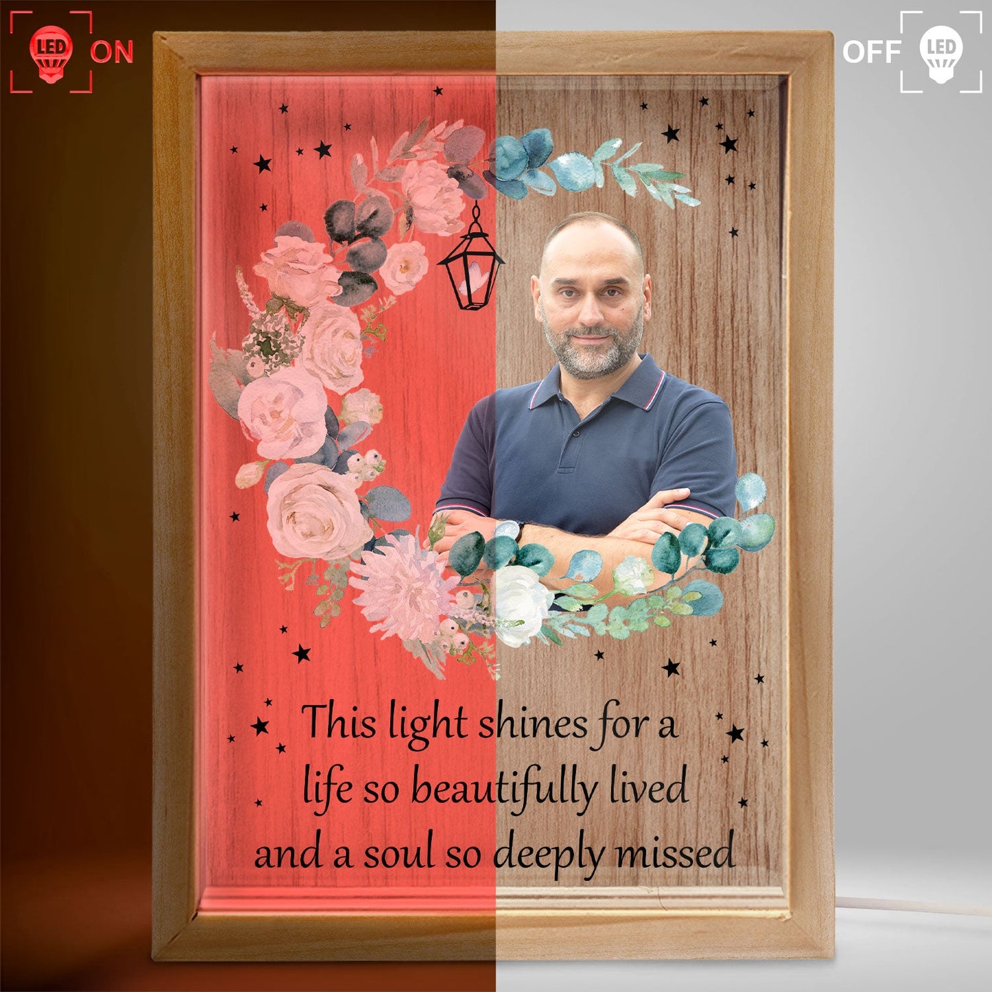 Custom Photo Shines For A Life So Beautifully Lived - Loving, Memorial Gift For Family, Siblings, Friends - Personalized Picture Frame Light Box
