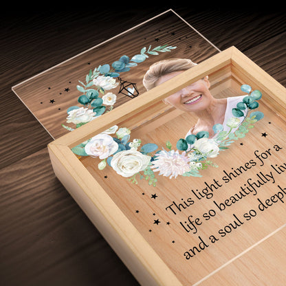 Custom Photo Shines For A Life So Beautifully Lived - Loving, Memorial Gift For Family, Siblings, Friends - Personalized Picture Frame Light Box