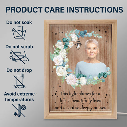 Custom Photo Shines For A Life So Beautifully Lived - Loving, Memorial Gift For Family, Siblings, Friends - Personalized Picture Frame Light Box