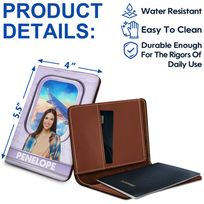 Custom Photo Plane Window - Birthday Gift For Traveling Lover, Him, Her, Family, Trippin', Vacation - Personalized Passport Cover, Passport Holder