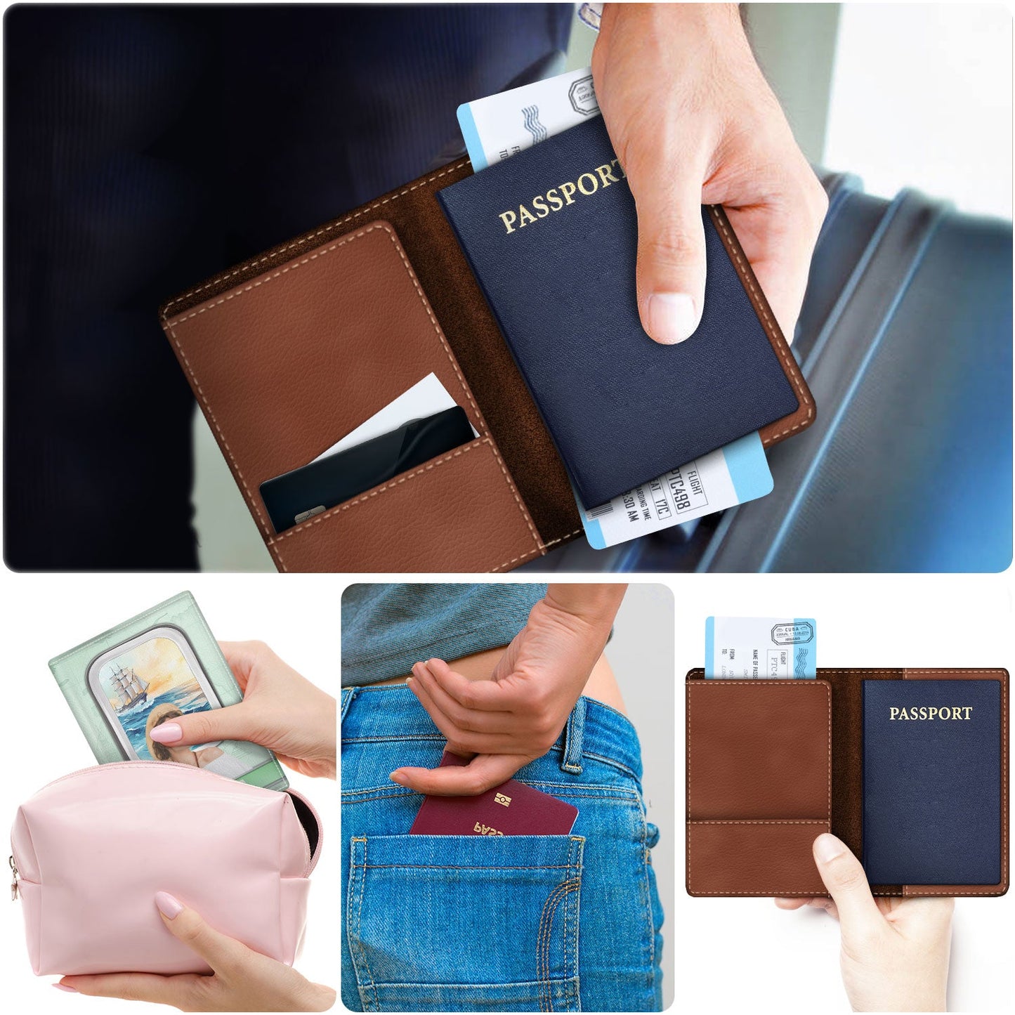 Custom Photo Plane Window - Birthday Gift For Traveling Lover, Him, Her, Family, Trippin', Vacation - Personalized Passport Cover, Passport Holder