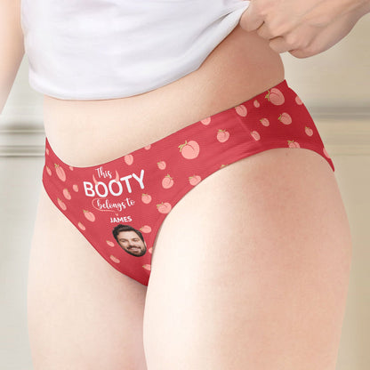 Custom Photo This Booty Belongs To - Birthday, Anniversary, Funny Gift For Wife, Girlfriend - Personalized Women's Low-waisted Brief