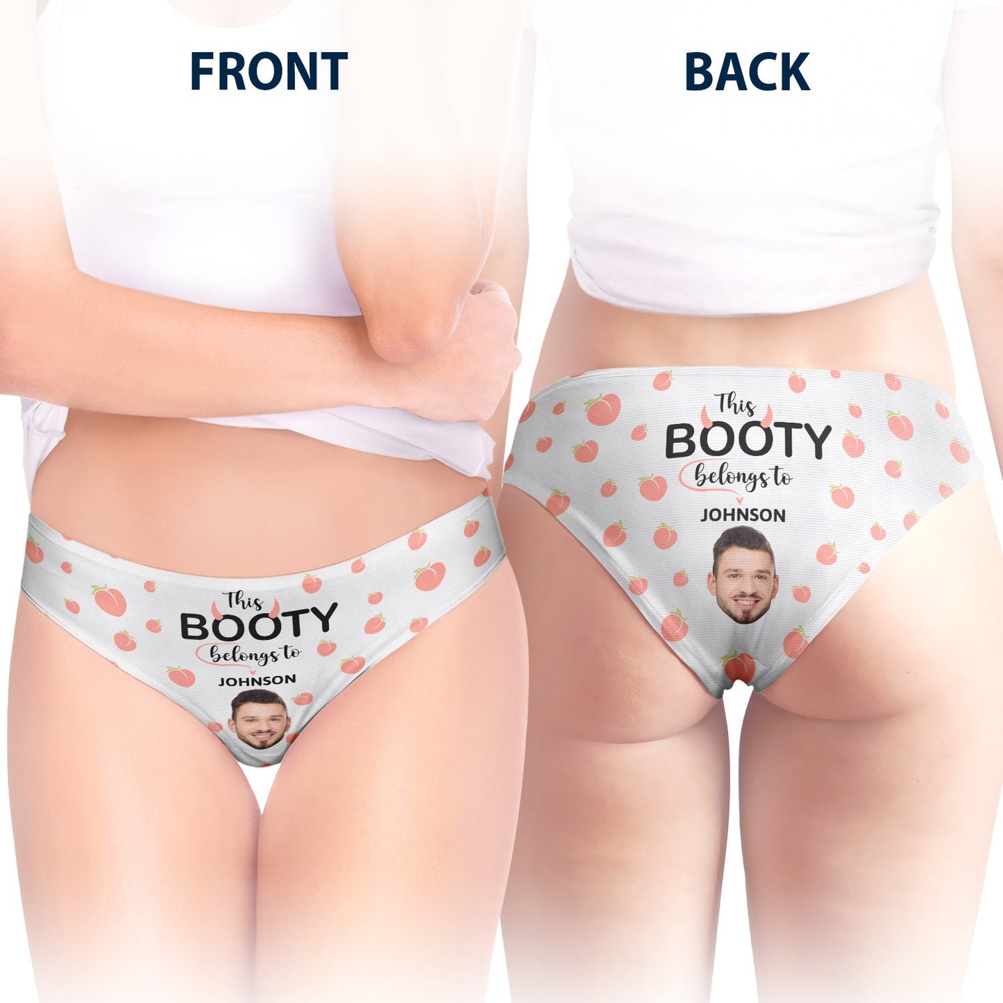 Custom Photo This Booty Belongs To - Birthday, Anniversary, Funny Gift For Wife, Girlfriend - Personalized Women's Low-waisted Brief