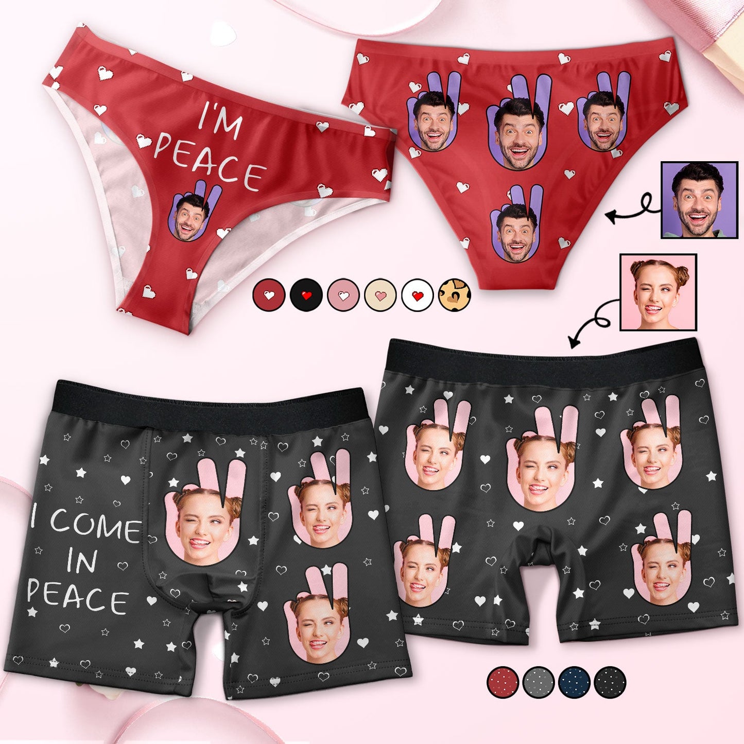 Custom Photo I Come In Peace - Anniversary, Funny Gift For Spouse, Husband, Wife - Personalized Couple Matching Underwear Briefs