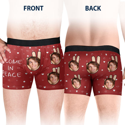 Custom Photo I Come In Peace - Anniversary, Funny Gift For Spouse, Husband, Wife - Personalized Couple Matching Underwear Briefs