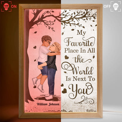 Carrying Couple My Favourite Place In The World - Loving, Anniversary Gift For Spouse, Husband, Wife - Personalized Picture Frame Light Box